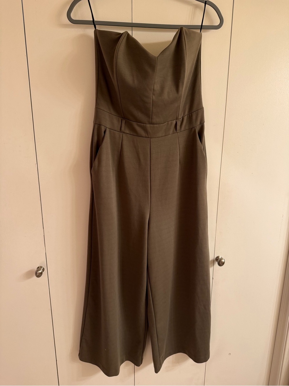 Have Olive Strapless Wide-Leg Jumpsuit